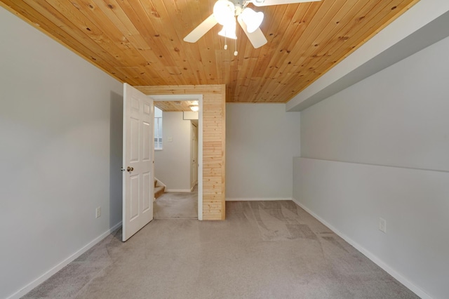 7256 Maciver Ave NE, Otsego, MN 55301 - unfurnished room with carpet flooring, a ceiling fan, wooden ceiling, and baseboards