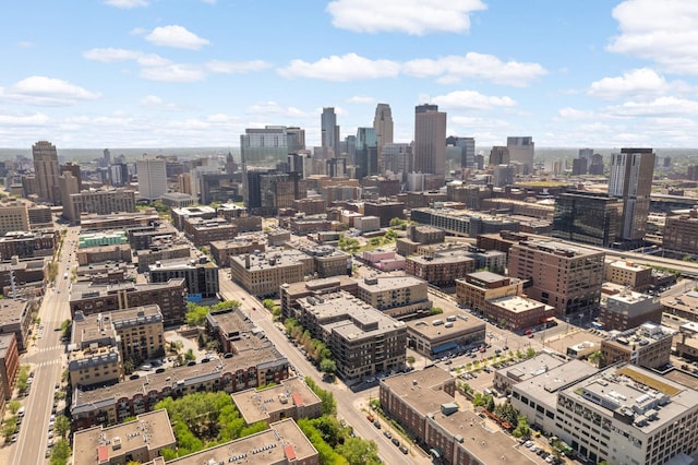 aerial view of property's location with a view of skyline and property parcel outlined