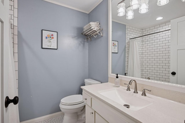 1623 Black Oaks Pl N, Plymouth, MN 55447 - bathroom with ornamental molding, vanity, and tiled shower