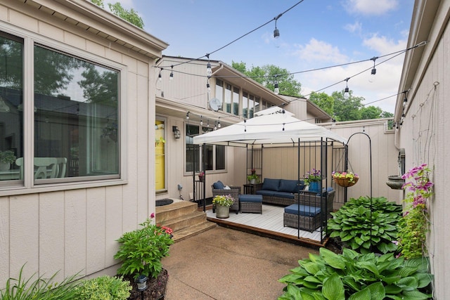 1623 Black Oaks Pl N, Plymouth, MN 55447 - view of patio featuring outdoor lounge area and a gazebo