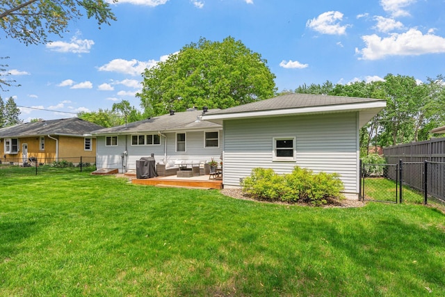1354 Judith Ave, Roseville, MN 55113 - rear view of house featuring an outdoor living space, a gate, cooling unit, and a deck