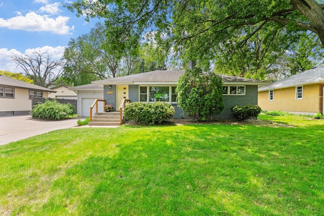 1354 Judith Ave, Roseville, MN 55113 - view of front of home featuring an attached garage, a front yard, and brick siding