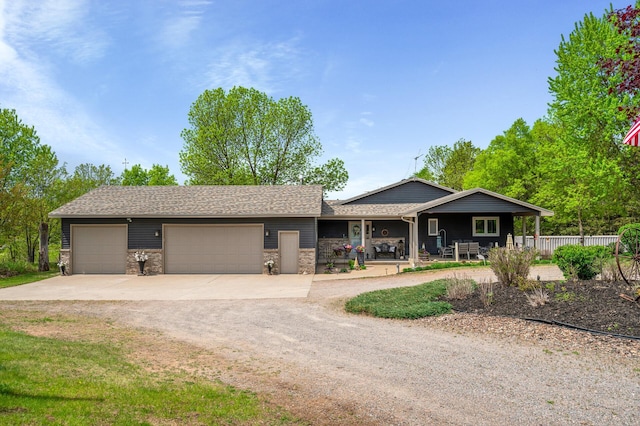 15777 Grover Ave NW, Clearwater Twp, MN 55320 - single story home with driveway, an attached garage, covered porch, and stone siding