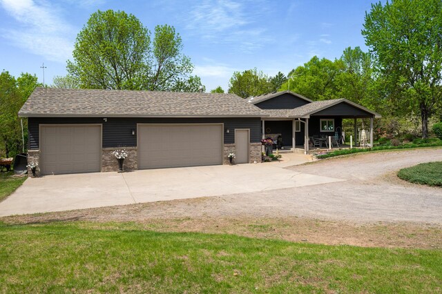 15777 Grover Ave NW, Clearwater Twp, MN 55320 - view of front of property featuring driveway, an attached garage, a porch, and a shingled roof