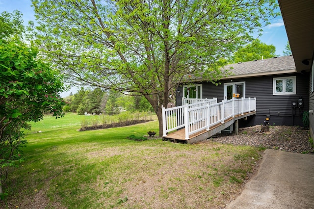 15777 Grover Ave NW, Clearwater Twp, MN 55320 - view of grassy yard with a wooden deck
