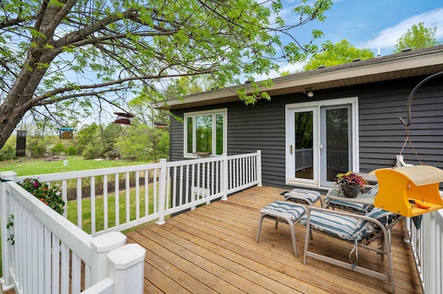 15777 Grover Ave NW, Clearwater Twp, MN 55320 - wooden deck featuring a lawn