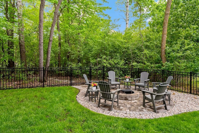 5315 Ranchview Ln N, Plymouth, MN 55446 - view of yard with a fire pit and a patio area