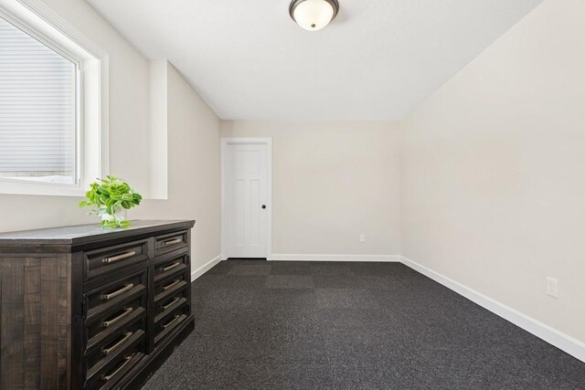 bonus room featuring baseboards and dark carpet