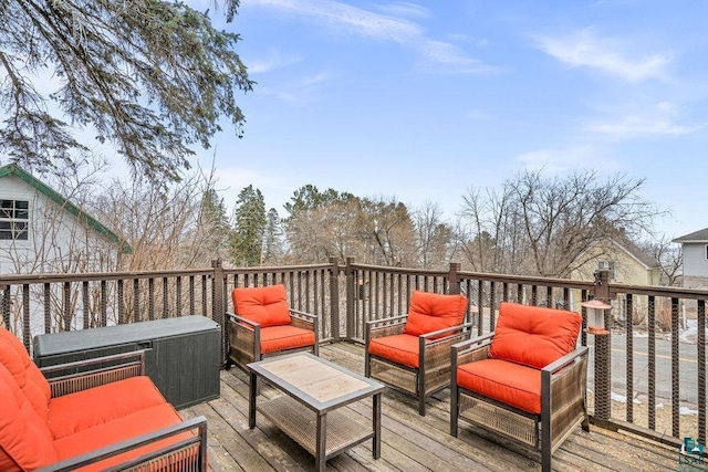 deck featuring an outdoor living space