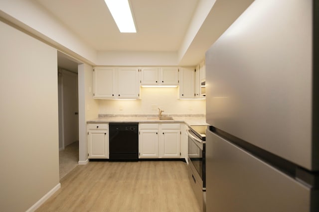 1345 Crestridge Ln Unit 203, Eagan, MN 55123 - kitchen featuring appliances with stainless steel finishes, a sink, white cabinets, and light wood finished floors