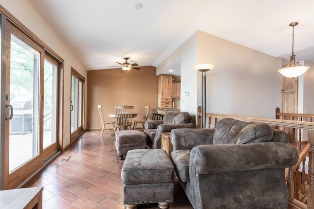 22005 Statesboro Trl, Clitherall, MN 56524 - living room featuring wood finished floors and ceiling fan