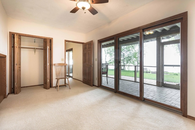 22005 Statesboro Trl, Clitherall, MN 56524 - unfurnished bedroom featuring access to exterior, light colored carpet, multiple windows, and a closet