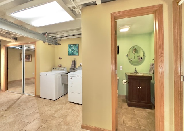 washroom with separate washer and dryer
