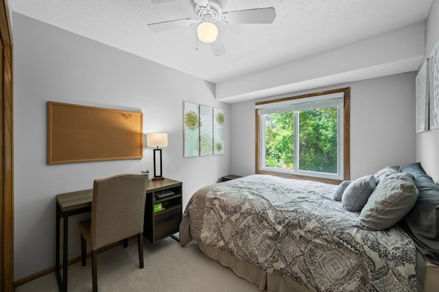 1428 Willow Creek Ln, Shoreview, MN 55126 - bedroom with light colored carpet, a ceiling fan, and a textured ceiling