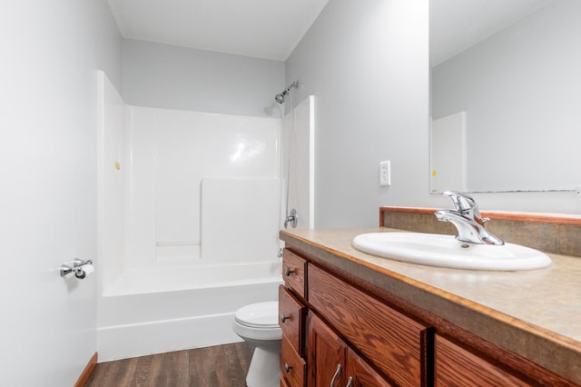 2820 Wilderness Ridge Rd SE, Alexandria, MN 56308 - bathroom featuring vanity, wood finished floors, and shower / washtub combination
