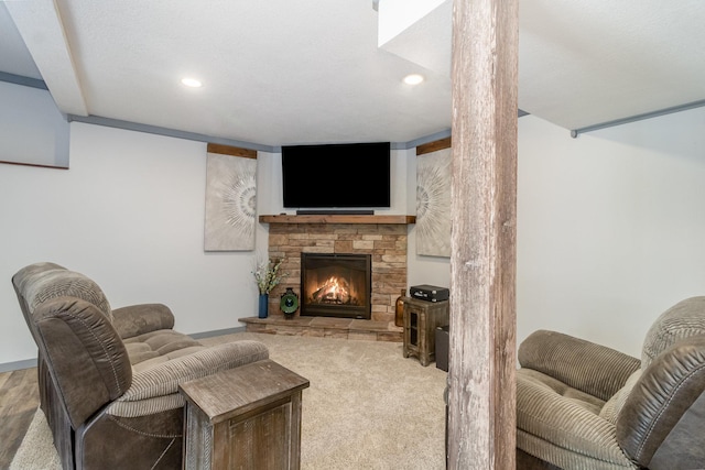 6609 210th Ln N, Forest Lake, MN 55025 - living room with recessed lighting and a fireplace