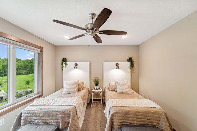 18565 Revere Ave, Spring Lake Twp, MN 55372 - carpeted bedroom with a ceiling fan and recessed lighting