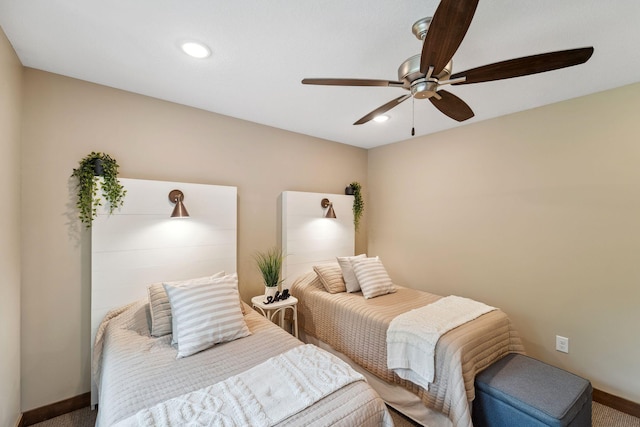 18565 Revere Ave, Spring Lake Twp, MN 55372 - carpeted bedroom with recessed lighting, a ceiling fan, and baseboards