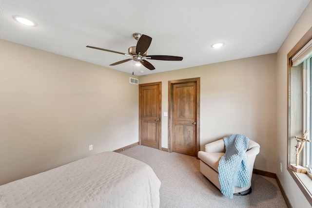 18565 Revere Ave, Spring Lake Twp, MN 55372 - carpeted bedroom featuring baseboards, recessed lighting, and ceiling fan
