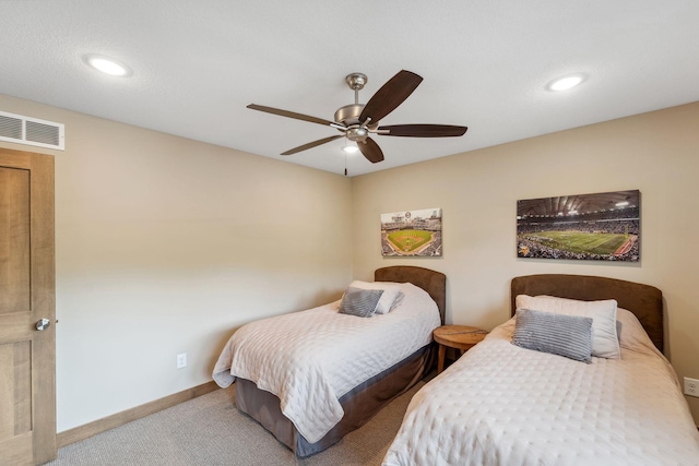 18565 Revere Ave, Spring Lake Twp, MN 55372 - bedroom with carpet flooring, baseboards, recessed lighting, and a ceiling fan
