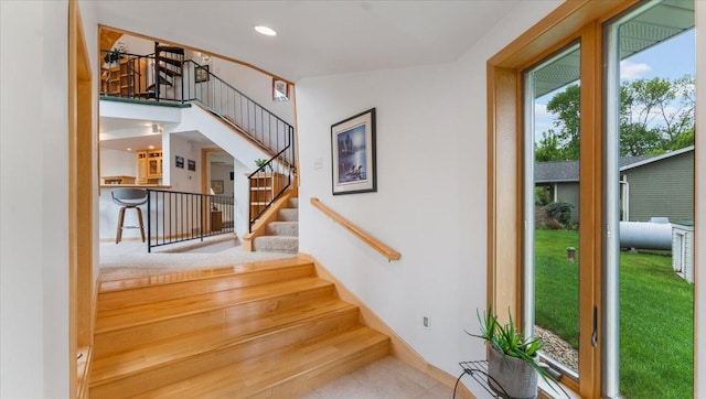 9630 Walleye Rd NW, Brandon, MN 56315 - staircase with recessed lighting and baseboards