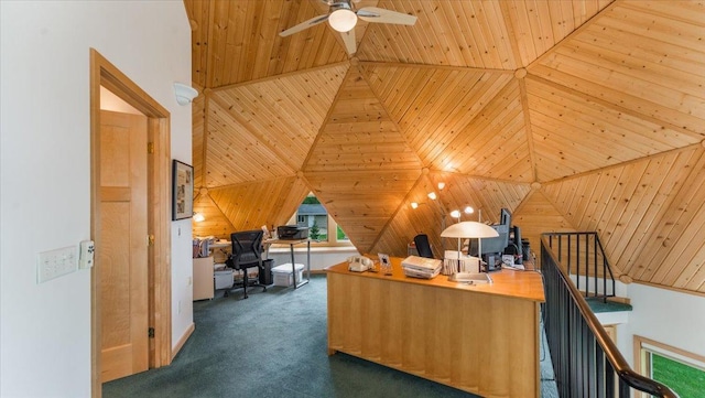 9630 Walleye Rd NW, Brandon, MN 56315 - carpeted office with ceiling fan and wooden ceiling