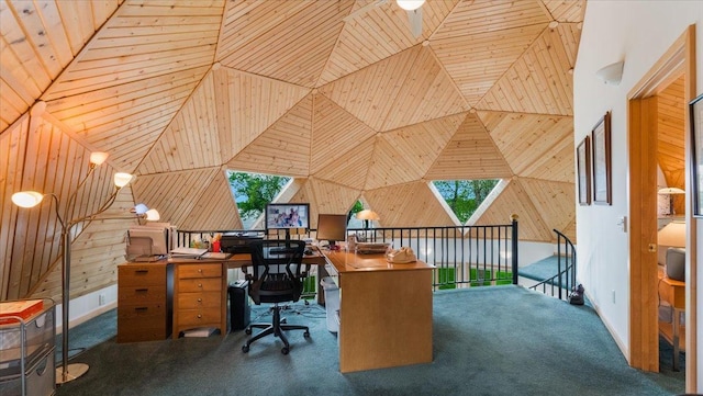 9630 Walleye Rd NW, Brandon, MN 56315 - carpeted office space featuring wooden walls