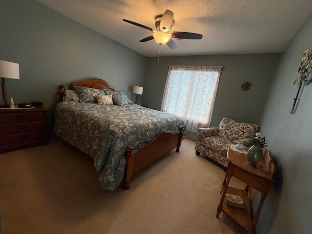 40 Broadway, Plainview, MN 55964 - bedroom featuring light colored carpet, a textured ceiling, and a ceiling fan