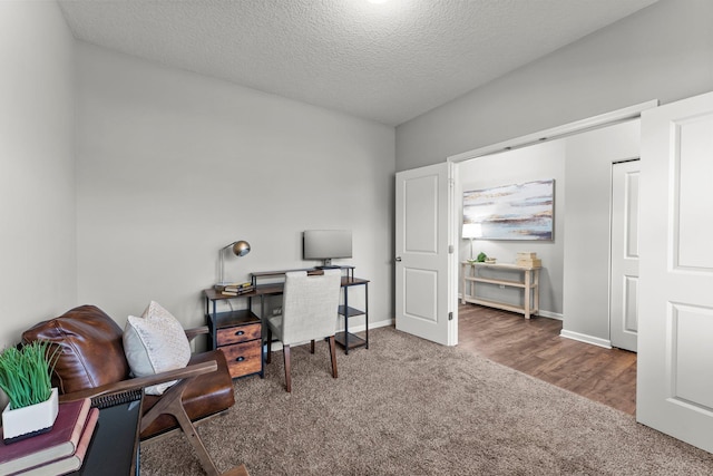 6317 153rd St, Savage, MN 55378 - office area featuring carpet, a textured ceiling, and baseboards