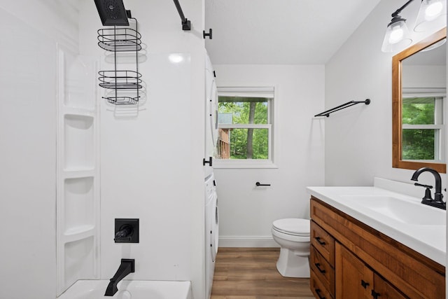30558 376th Ave, Nordland Twp, MN 56431 - bathroom featuring vanity, wood finished floors, and shower / washtub combination