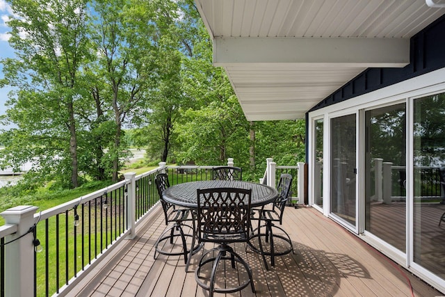 30558 376th Ave, Nordland Twp, MN 56431 - wooden deck with outdoor dining space