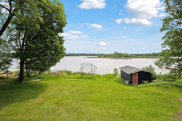 30558 376th Ave, Nordland Twp, MN 56431 - view of green lawn with a water view and a shed