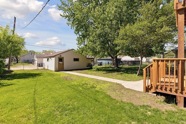 view of yard with a deck