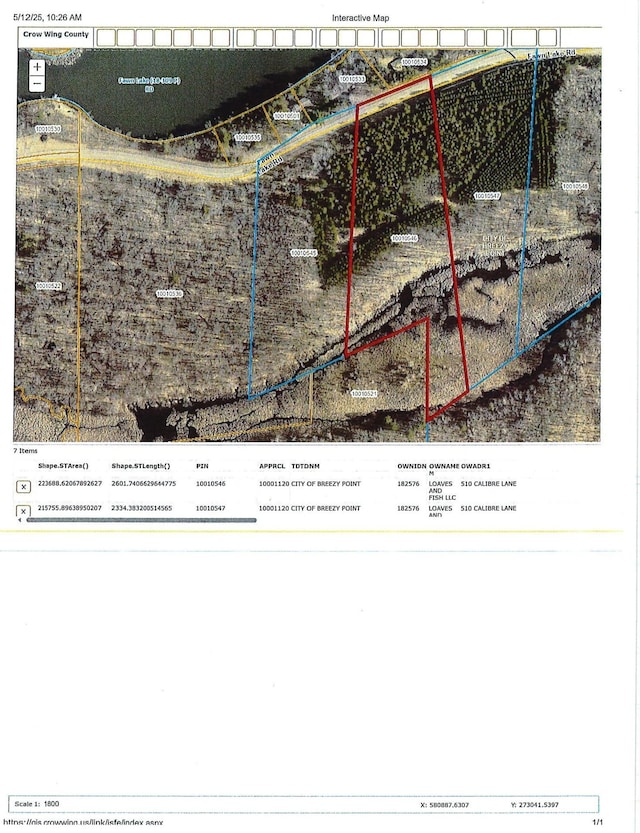 aerial map of property and surrounding area with property parcel outlined