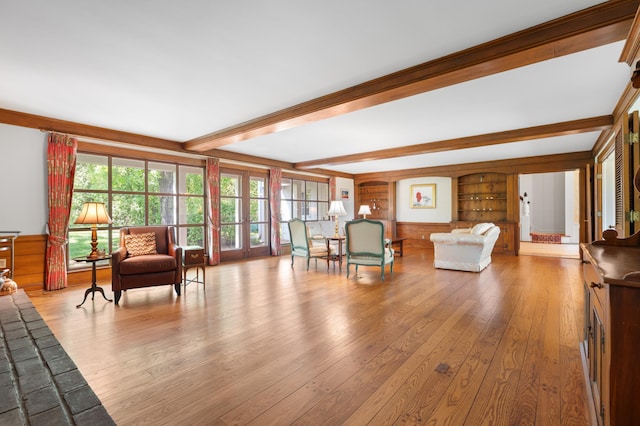 1429 20th St SW, Rochester, MN 55902 - living area with beamed ceiling and wood finished floors