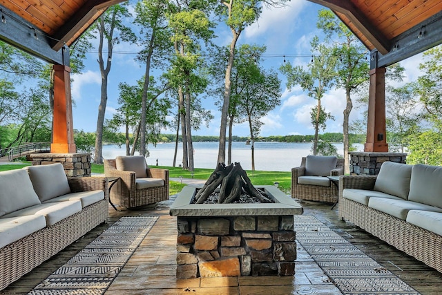 17488 Alexander Ct, Cold Spring, MN 56320 - view of patio featuring an outdoor hangout area and a water view