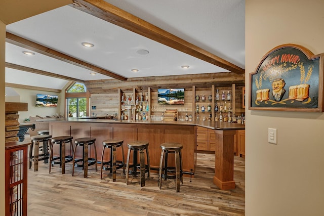 17488 Alexander Ct, Cold Spring, MN 56320 - indoor wet bar featuring light wood-type flooring and recessed lighting