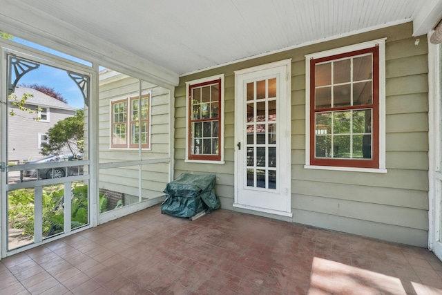 view of unfurnished sunroom
