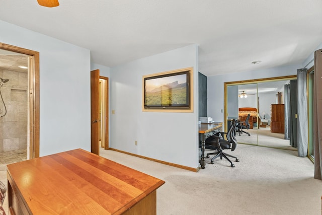 9553 Woodridge Cir, Eden Prairie, MN 55347 - carpeted home office featuring ceiling fan and baseboards
