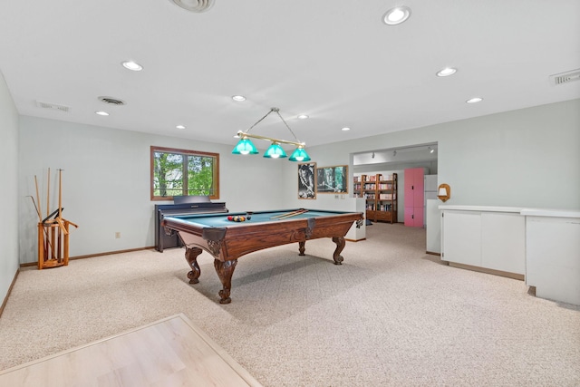 9553 Woodridge Cir, Eden Prairie, MN 55347 - playroom featuring pool table, light carpet, recessed lighting, and baseboards