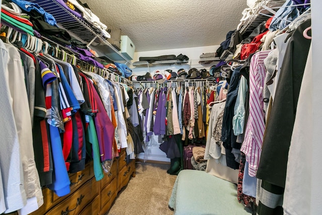 walk in closet with carpet floors