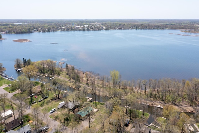 aerial view of property's location featuring a large body of water