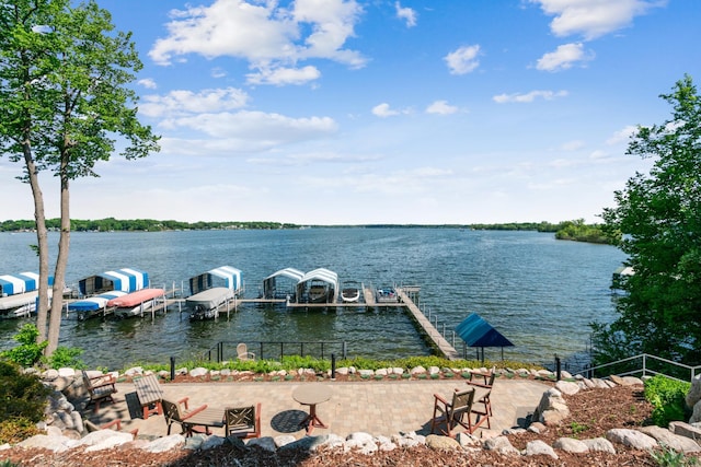 dock area featuring a water view