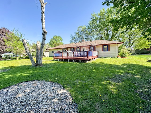 403 Dayton St, Arlington, MN 55307 - rear view of house featuring a deck and a yard