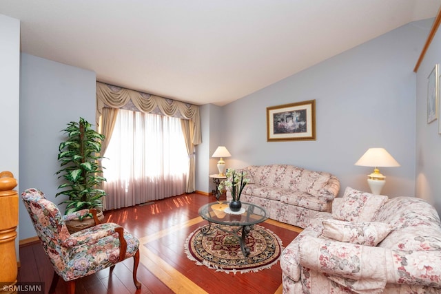 155 Palomino Ln, Lino Lakes, MN 55014 - living area with vaulted ceiling, hardwood / wood-style flooring, and baseboards