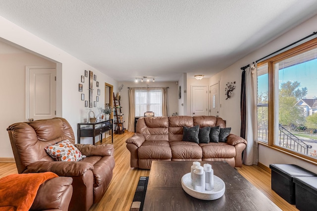 998 Saint Paul Ave, Saint Paul, MN 55116 - living area featuring a textured ceiling, light wood-style floors, and baseboards