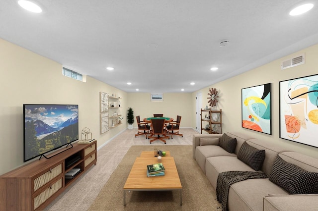 2756 Sunset Ln, Burnsville, MN 55337 - living area with recessed lighting, carpet flooring, and baseboards