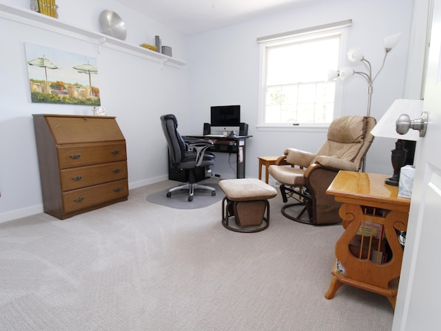 view of carpeted home office
