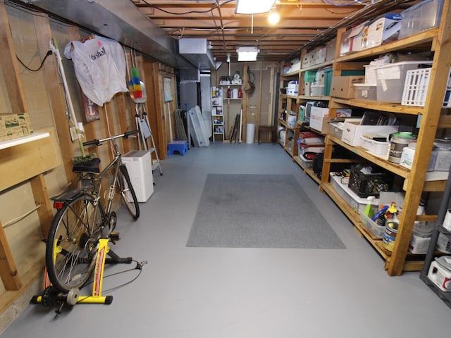 view of unfinished basement