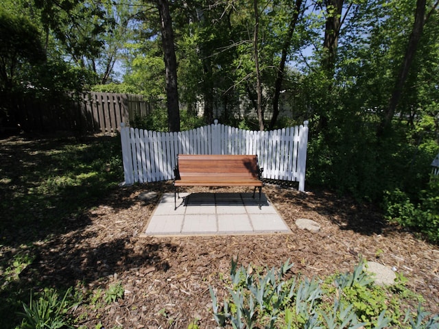 view of yard with fence and a patio